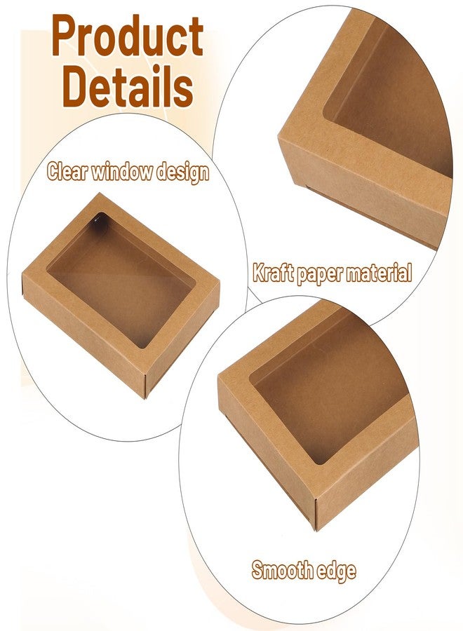 JOUTYFOR 50 Pcs Greeting Card Storage Boxes, Kraft Paper Boxes with Transparent Window, Greeting Card Envelope Applicable Bulk Frame Photo Storage (4.5 x 6 x 1 Inches) - Image 3
